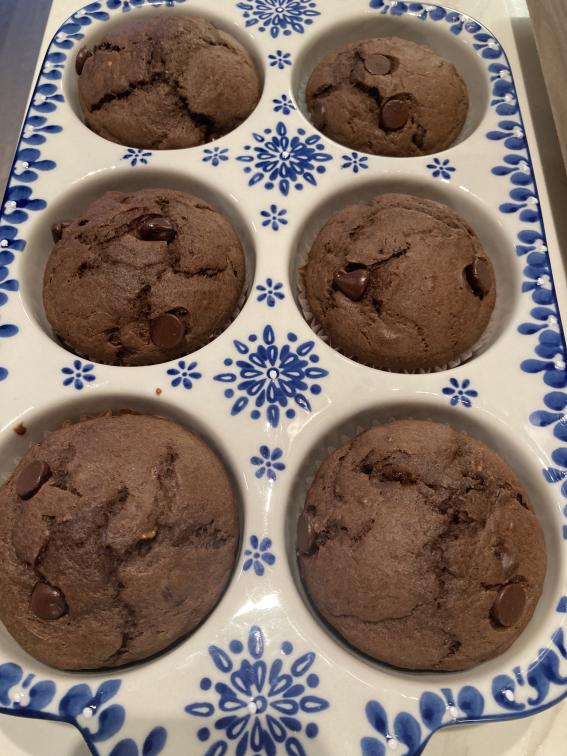 Chocolate Sourdough Banana Muffins