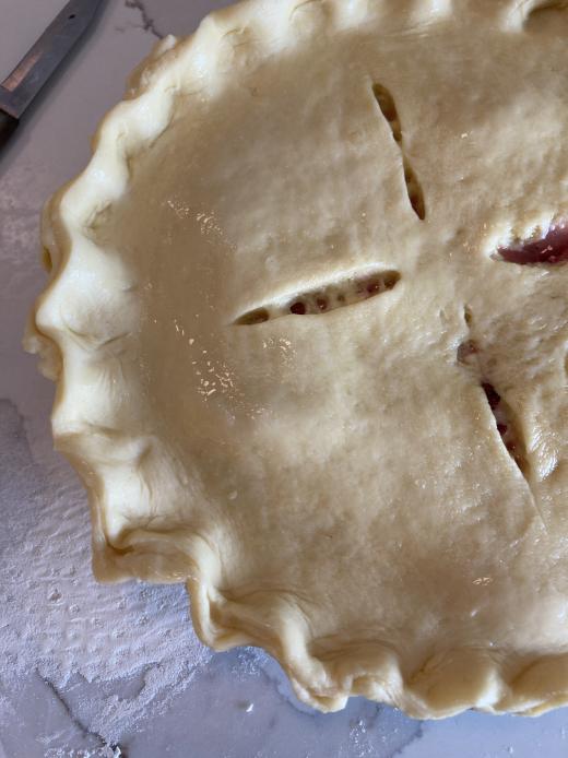 Strawberry and Peach Sourdough Pie with Top Crust