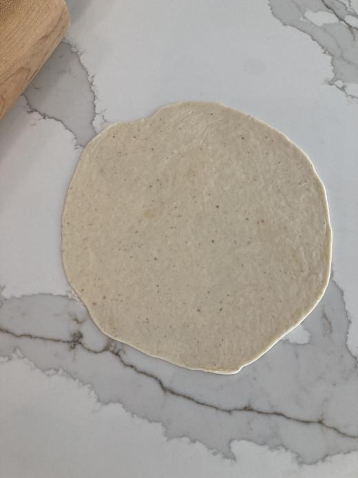 Tortillas rolled and flattened into shape